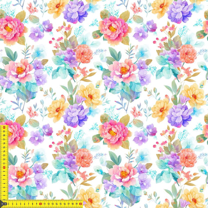 „French Terry Meterware mit Blütendesign – perfekt für Pullover & Pumphosen“