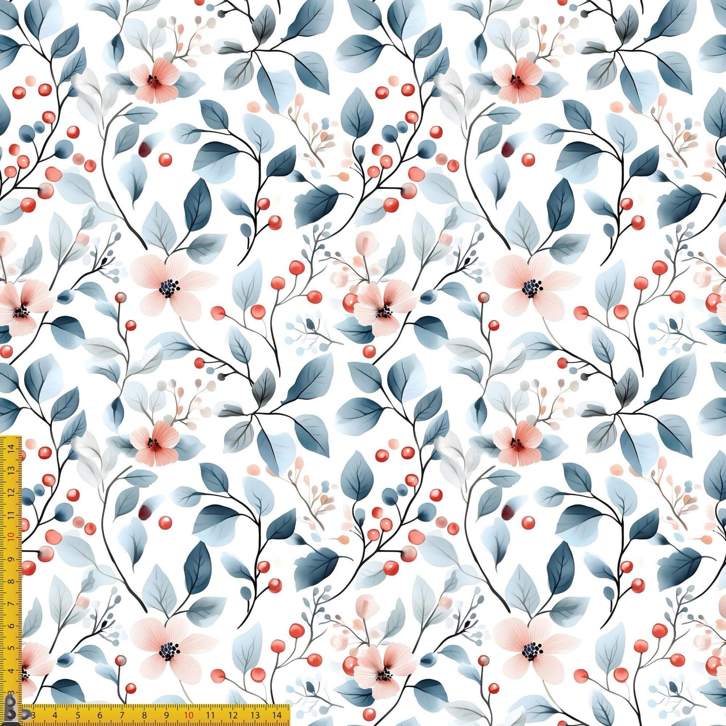 „French Terry Meterware mit Winterbeere Design – perfekt fuer Pullover & Pumphosen“