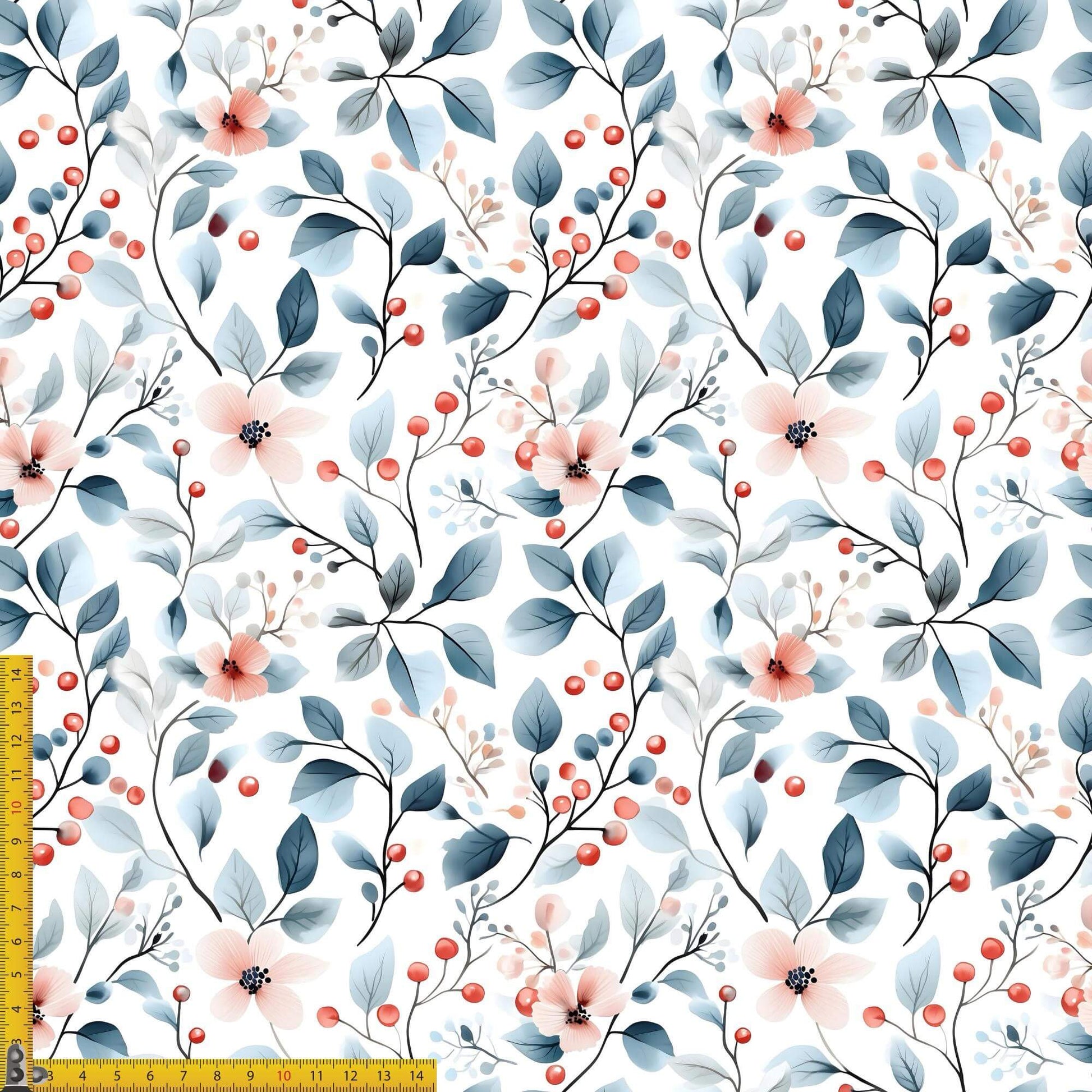 „French Terry Meterware mit Winterbeere Design – perfekt fuer Pullover & Pumphosen“