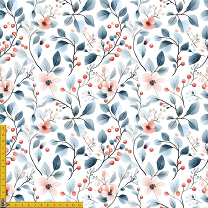 „French Terry Meterware mit Winterbeere Design – perfekt fuer Pullover & Pumphosen“