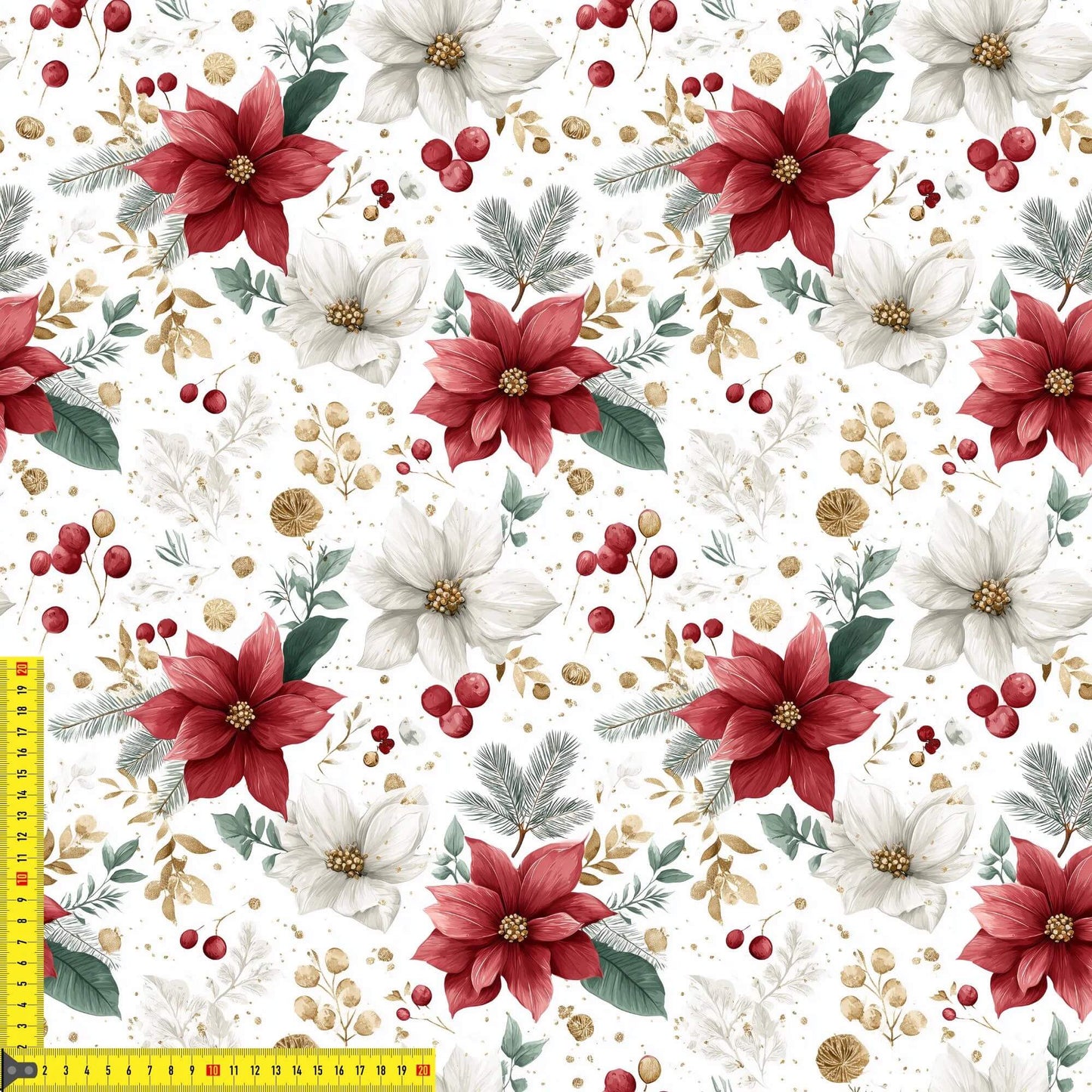 „French Terry Meterware mit Weihnachtsstern – perfekt fuer Pullover & Pumphosen“