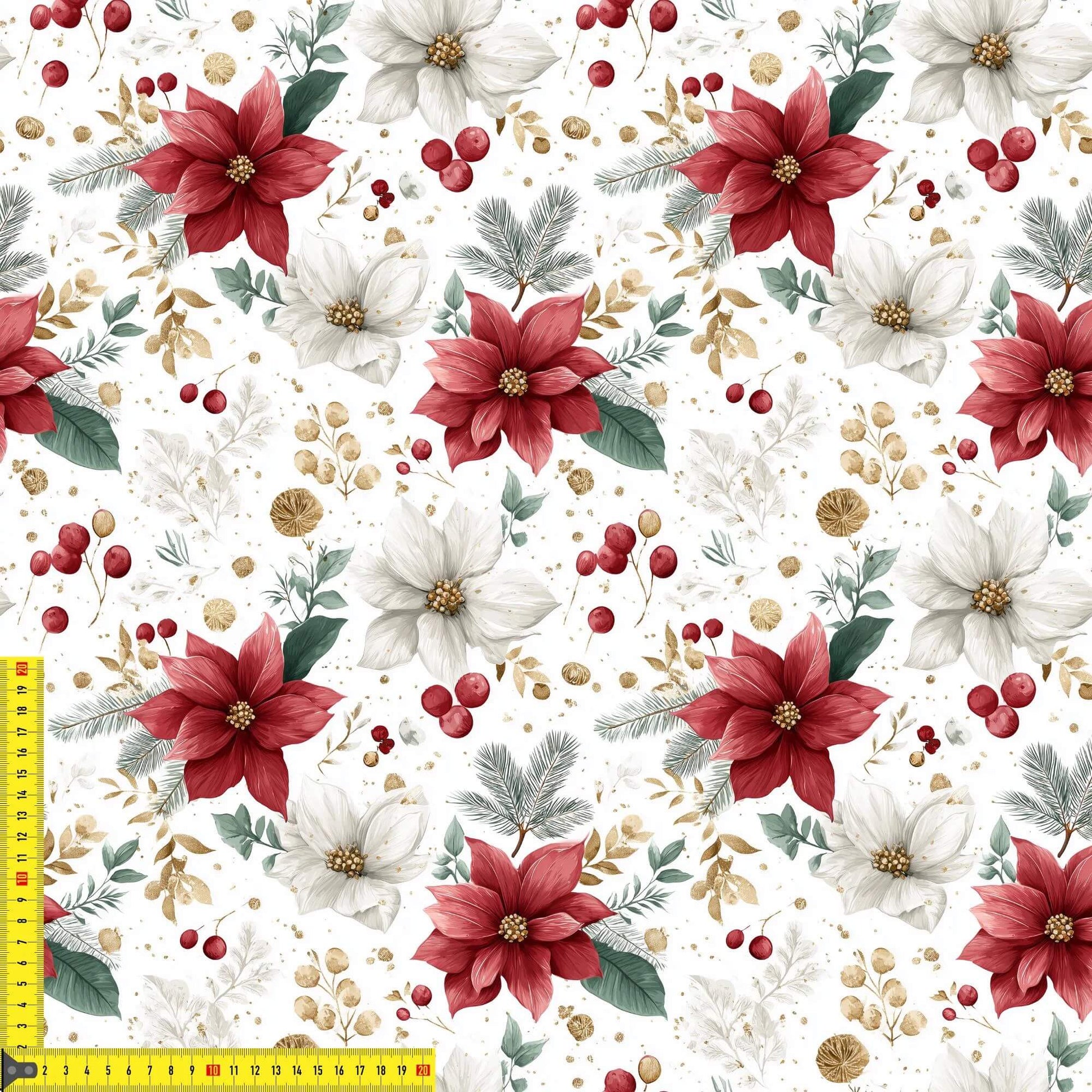 „French Terry Meterware mit Weihnachtsstern – perfekt fuer Pullover & Pumphosen“