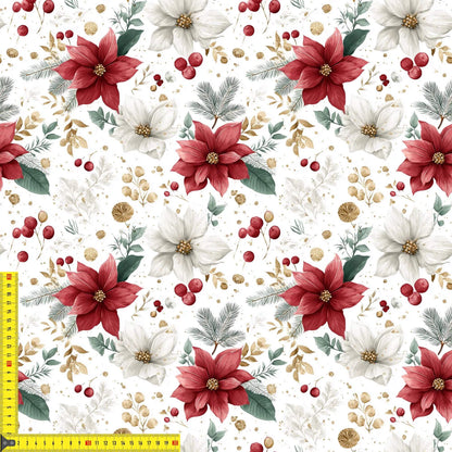 „French Terry Meterware mit Weihnachtsstern – perfekt fuer Pullover & Pumphosen“