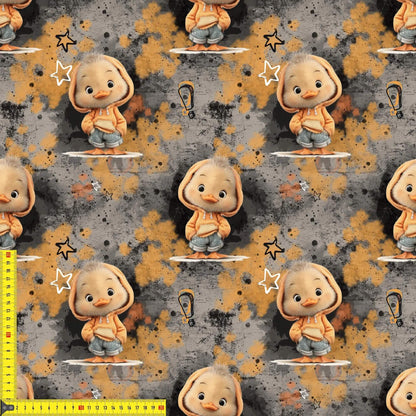 „French Terry Meterware mit cooler Ente – perfekt fuer Pullover & Pumphosen“