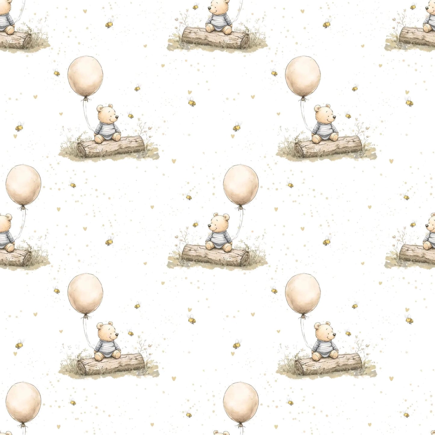 „French Terry Meterware mit Honig Baer – perfekt fuer Pullover & Pumphosen“