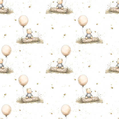 „French Terry Meterware mit Honig Baer – perfekt fuer Pullover & Pumphosen“