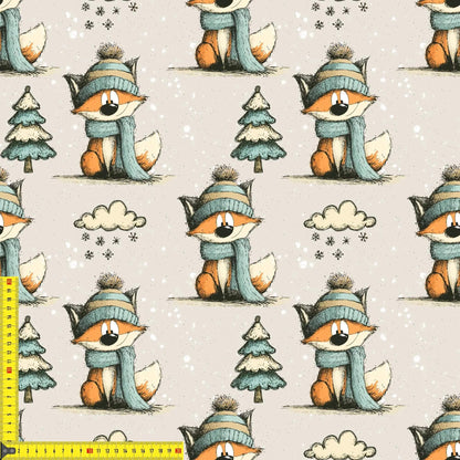 „French Terry Meterware mit Winterfuchs – perfekt fuer Pullover & Pumphosen“