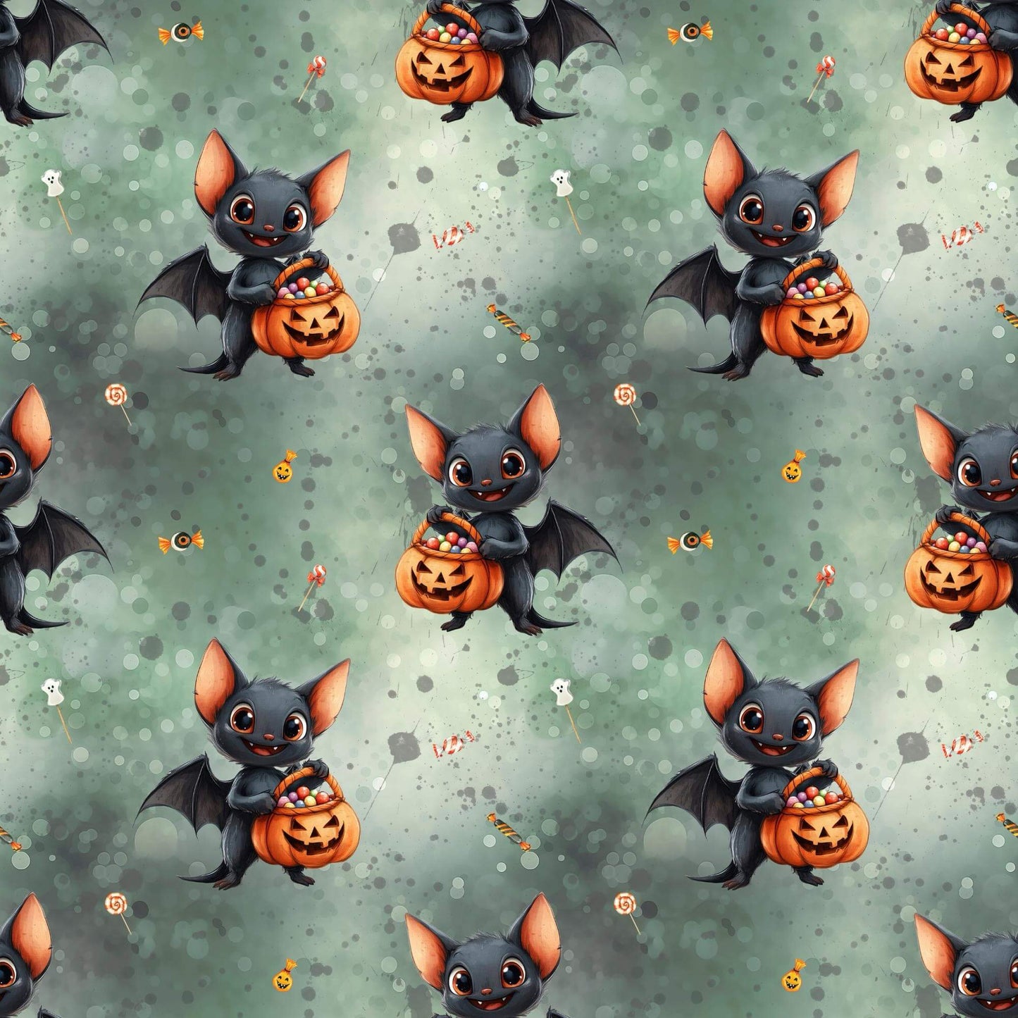 „French Terry Meterware mit Fledermaus und Geistern – perfekt fuer Pullover & Pumphosen“