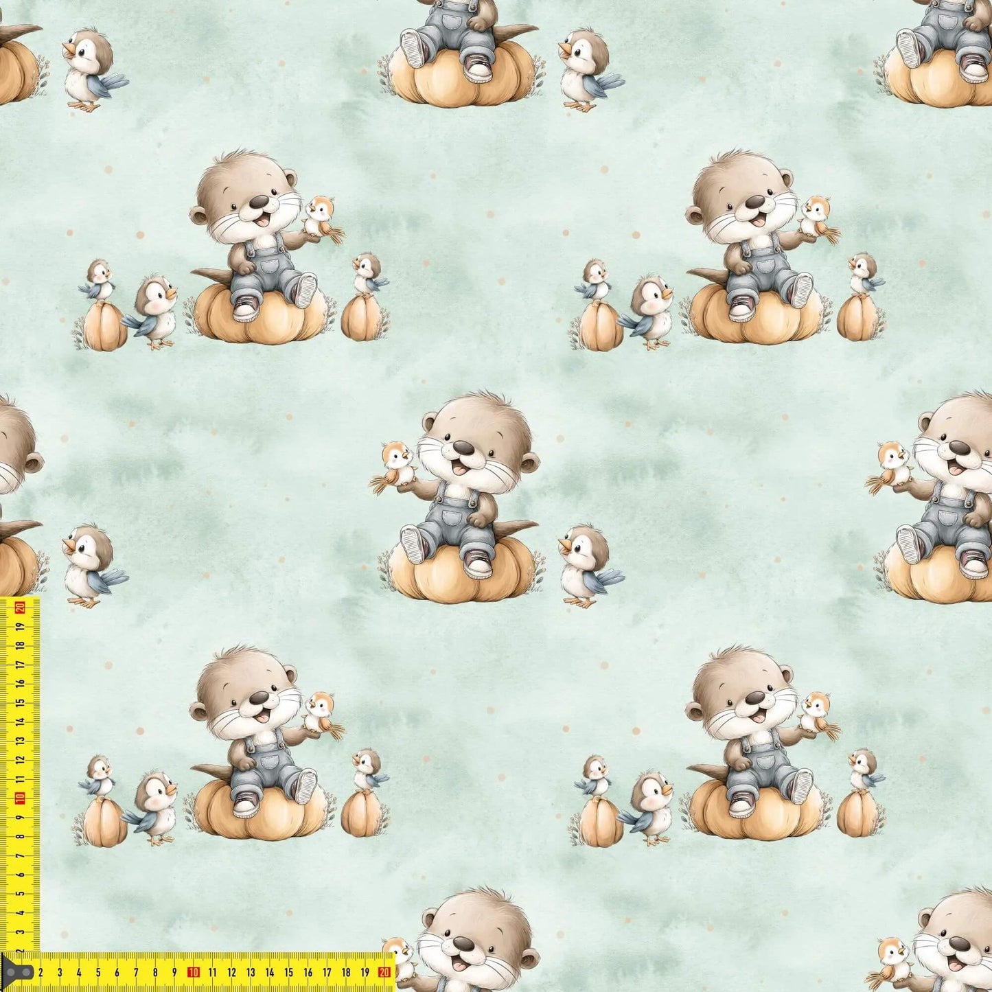 „French Terry Meterware mit Otter und Laub – perfekt fuer Pullover & Pumphosen“