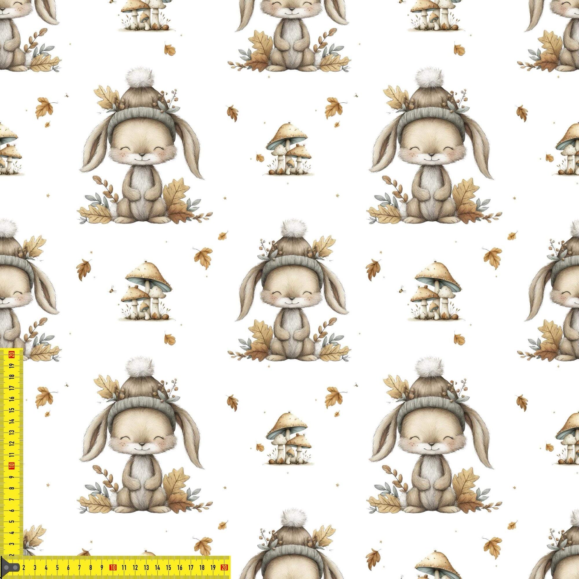 „French Terry Meterware mit Hase und Natur – perfekt fuer Pullover & Pumphosen“