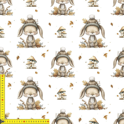 „French Terry Meterware mit Hase und Natur – perfekt fuer Pullover & Pumphosen“