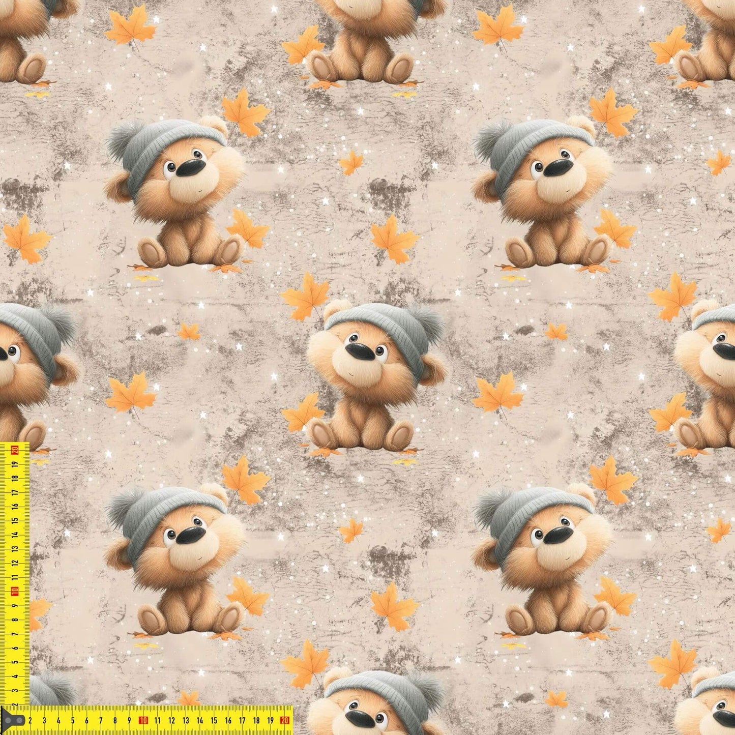 „French Terry Meterware mit Herbst Bär – perfekt fuer Pullover & Pumphosen“