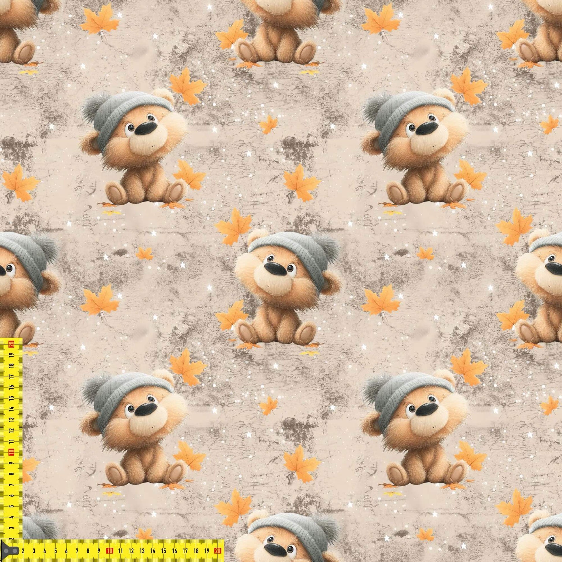 „French Terry Meterware mit Herbst Bär – perfekt fuer Pullover & Pumphosen“