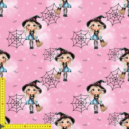 „French Terry Meterware mit Hexe und Glitzer – perfekt fuer Pullover & Pumphosen“