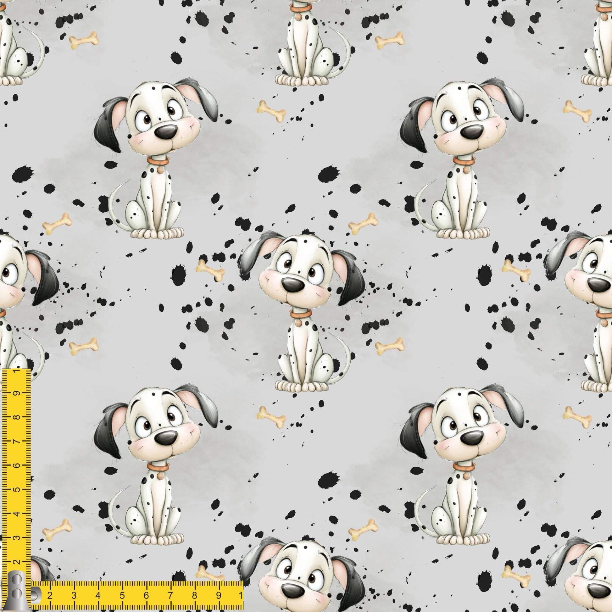 „French Terry Meterware mit Dalmatiner – perfekt fuer Pullover & Pumphosen“