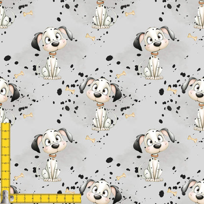 „French Terry Meterware mit Dalmatiner – perfekt fuer Pullover & Pumphosen“