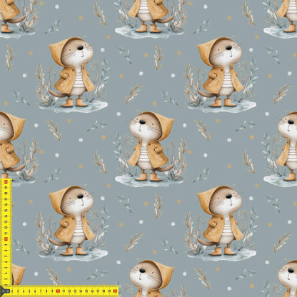 „French Terry Meterware mit Otter & Zweigen – perfekt für Pullover & Pumphosen“