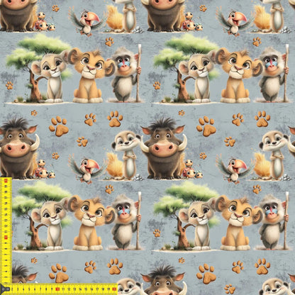 „French Terry Meterware mit Loewen – perfekt fuer Pullover & Pumphosen“