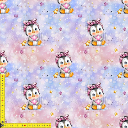 „French Terry Meterware mit Winter Pinguin – perfekt fuer Pullover & Pumphosen“