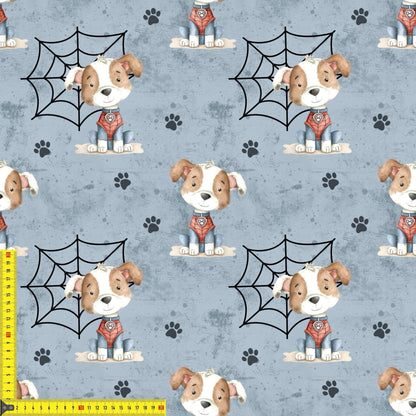 „French Terry Meterware mit Spider Dog – perfekt fuer Pullover & Pumphosen“