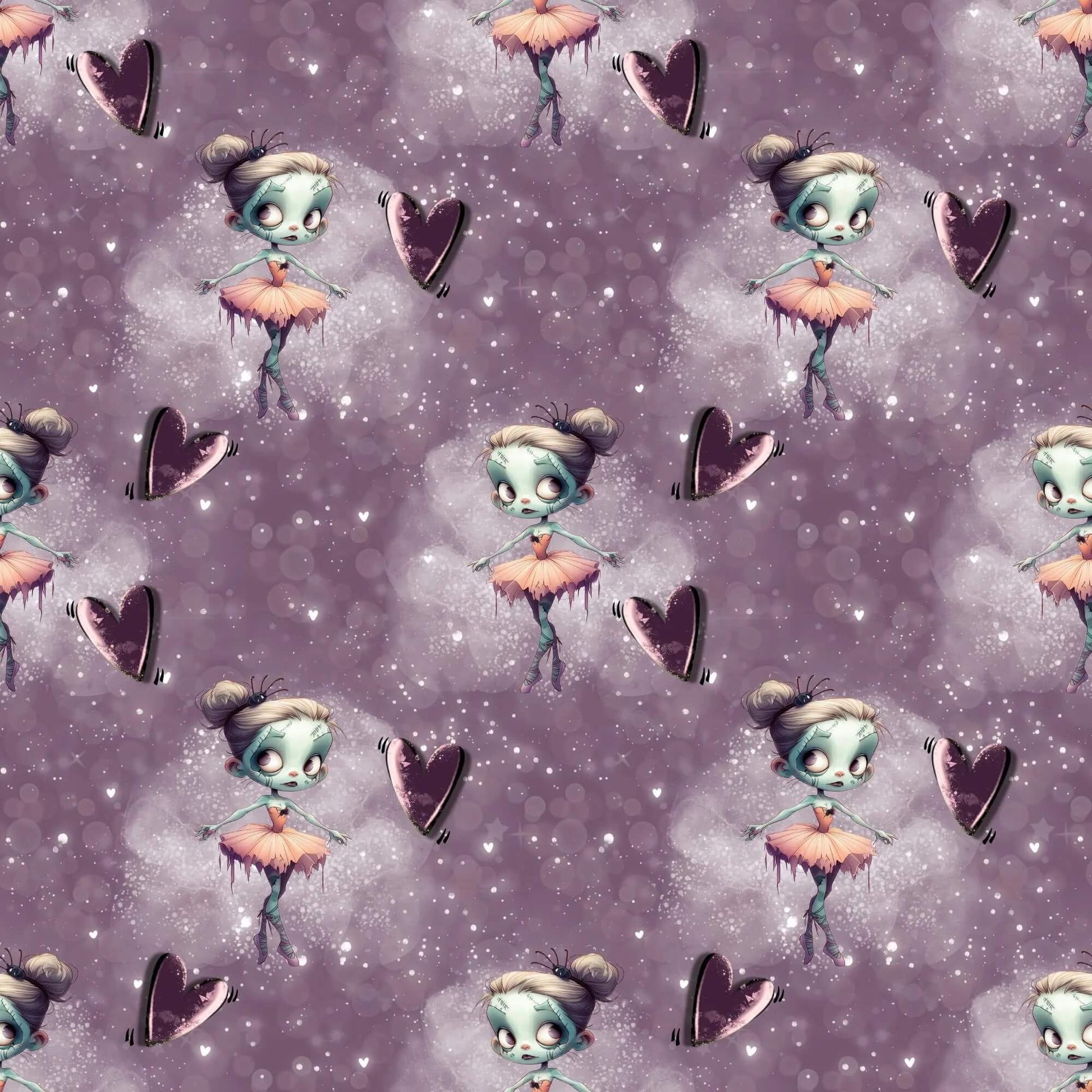 „French Terry Meterware mit Zombi Ballerina – perfekt fuer Pullover & Pumphosen“