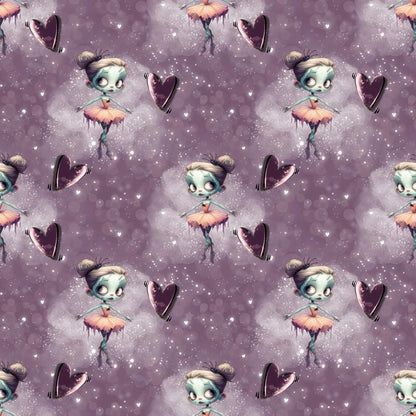 „French Terry Meterware mit Zombi Ballerina – perfekt fuer Pullover & Pumphosen“