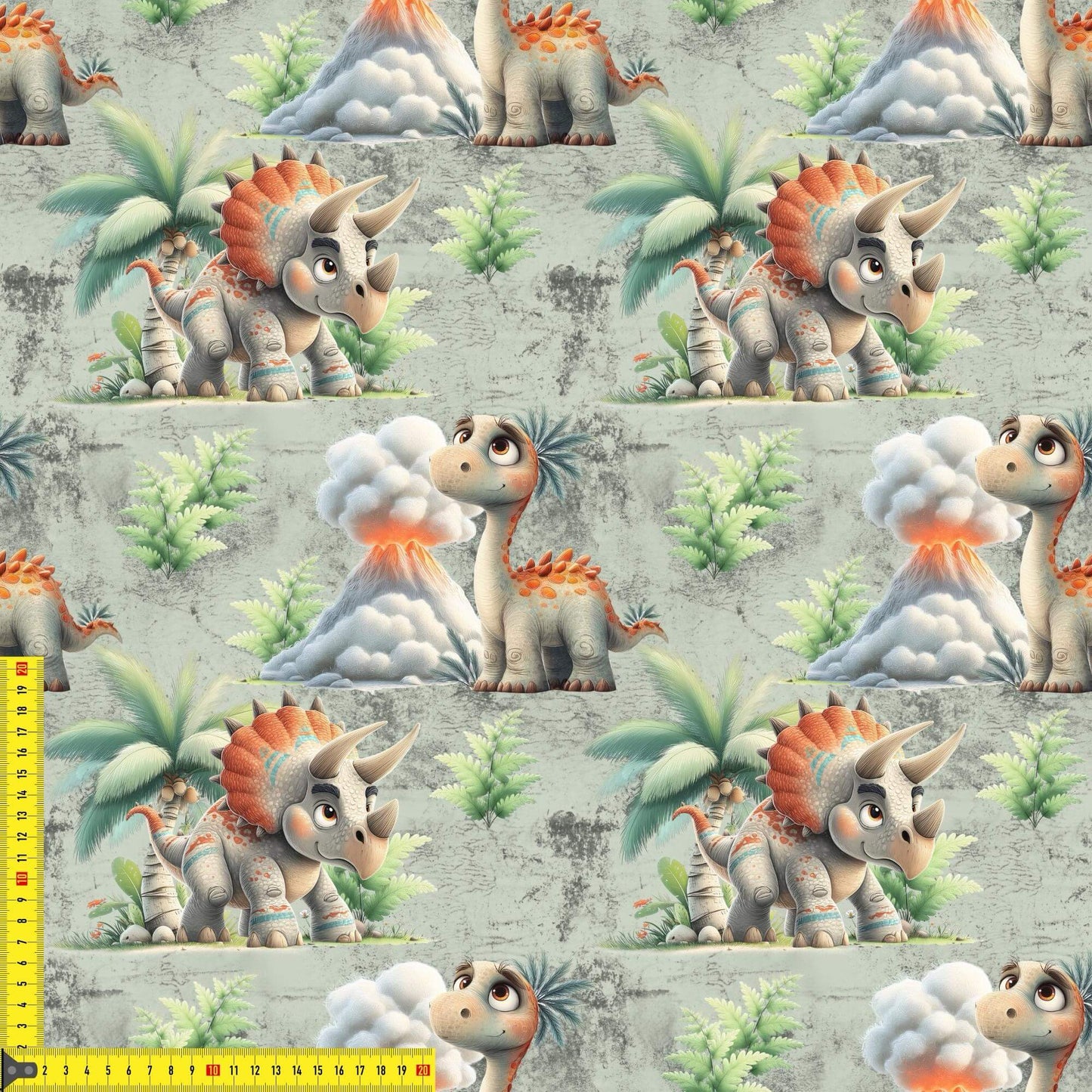 „French Terry Meterware mit Dinosaurier – perfekt fuer Pullover & Pumphosen“