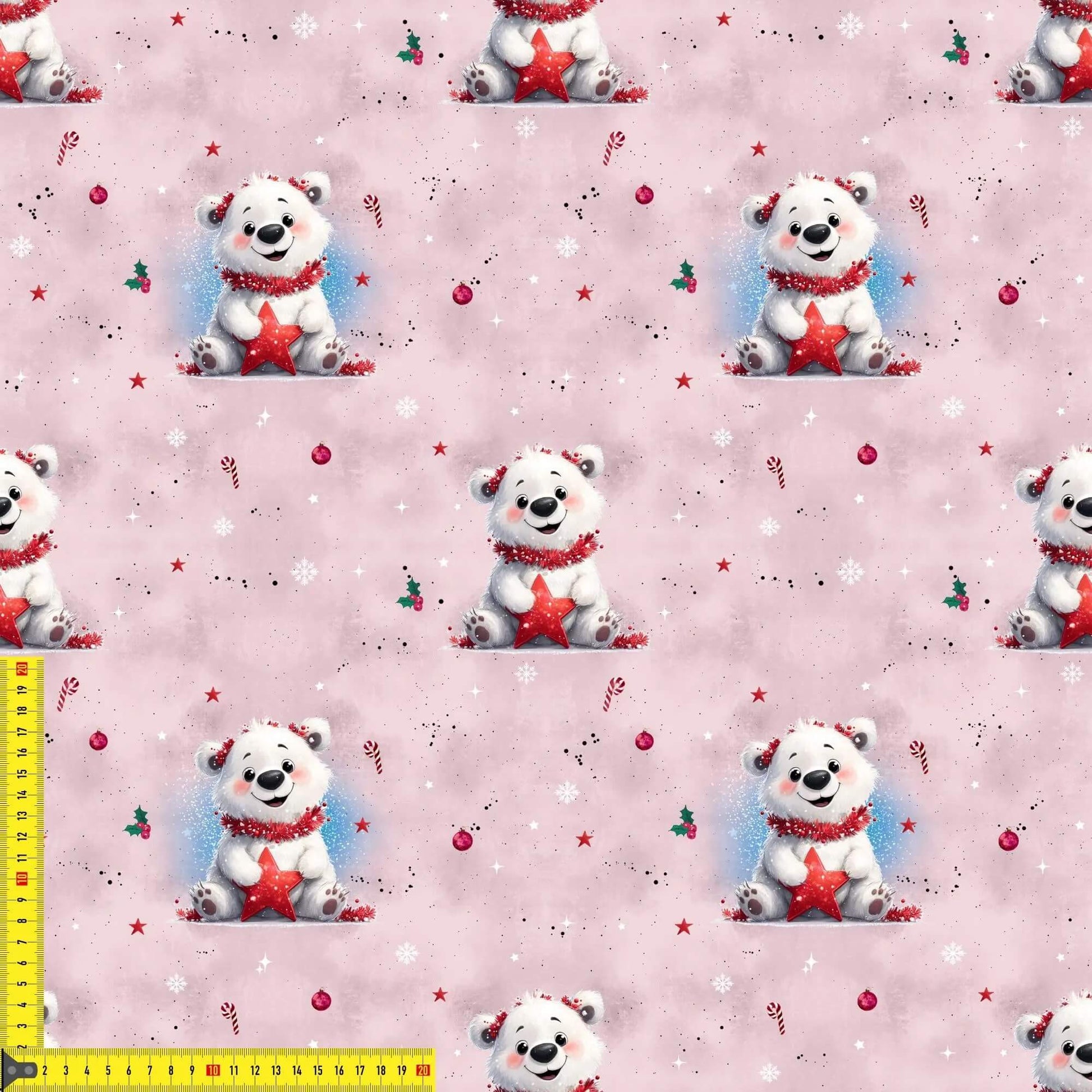 „French Terry Meterware mit Eisbaer und Stern – perfekt fuer Pullover & Pumphosen“