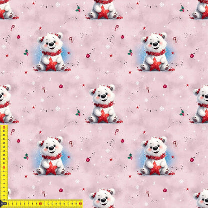 „French Terry Meterware mit Eisbaer und Stern – perfekt fuer Pullover & Pumphosen“