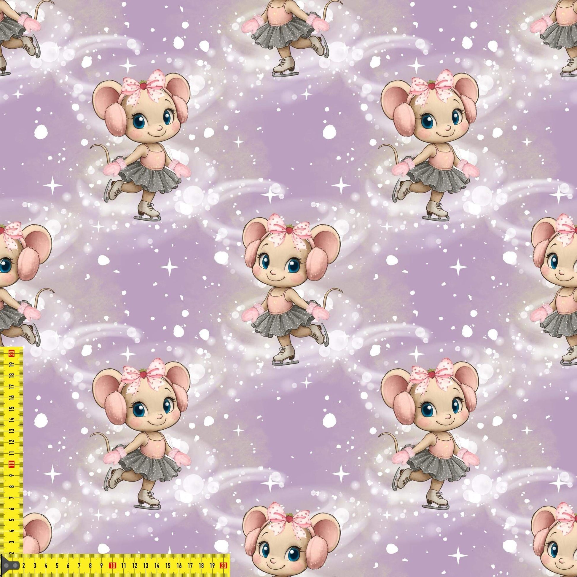 „French Terry Meterware mit Maus auf Schlittschuhen – perfekt fuer Pullover & Pumphosen“