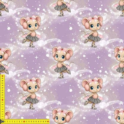 „French Terry Meterware mit Maus auf Schlittschuhen – perfekt fuer Pullover & Pumphosen“