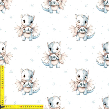 „French Terry Meterware mit Winterdrache – perfekt fuer Pullover & Pumphosen“