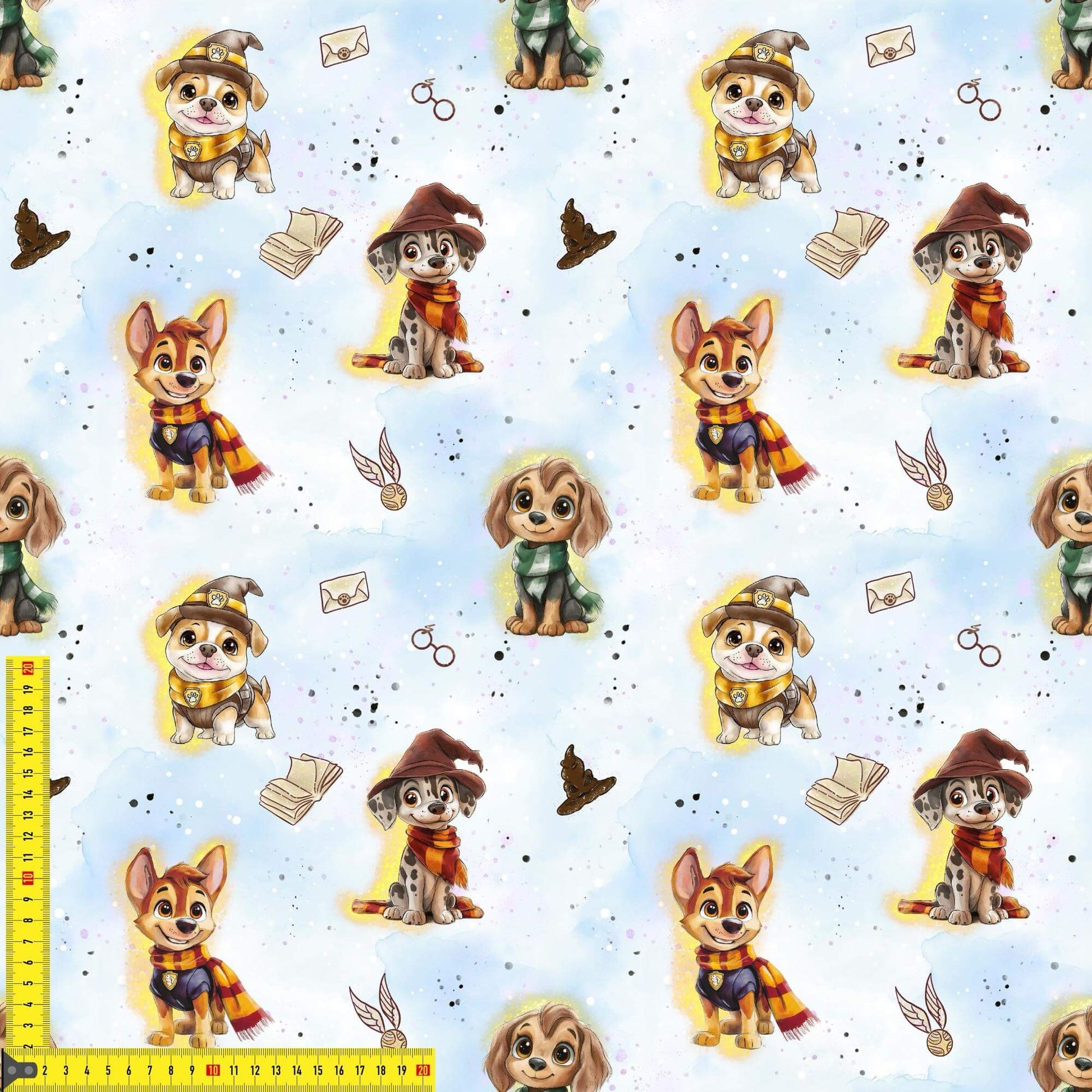 „French Terry Meterware mit Zauberer Hund – perfekt fuer Pullover & Pumphosen“