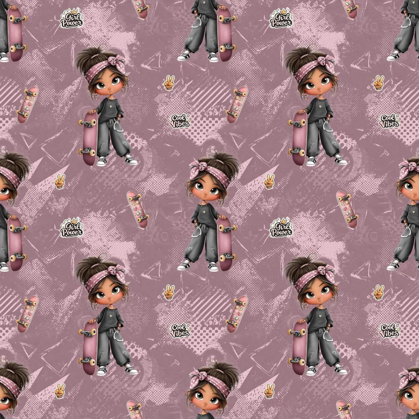 OEKO‑TEX 100 Baumwollstoff mit Girl‑Power‑Illustrationen