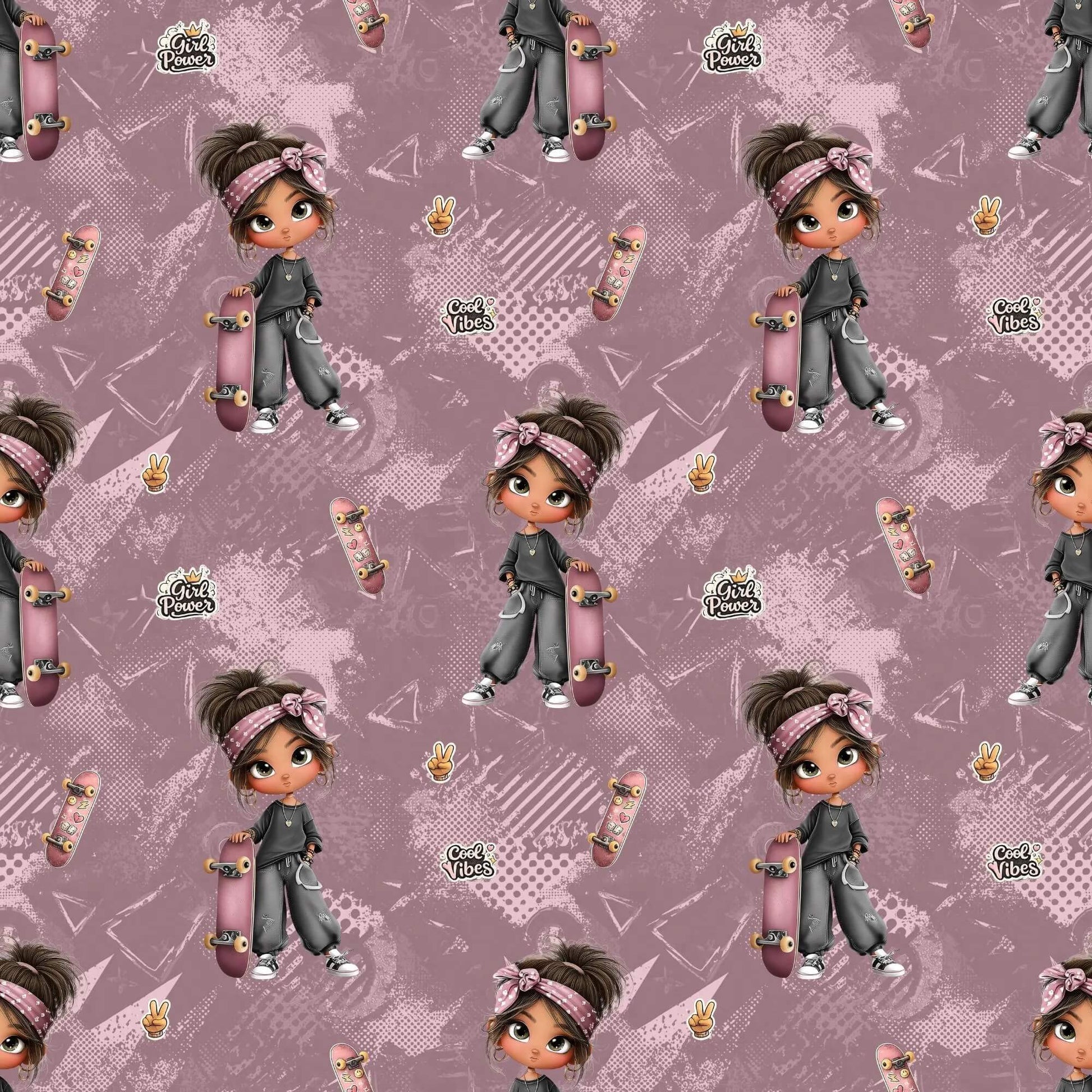 OEKO‑TEX 100 Baumwollstoff mit Girl‑Power‑Illustrationen