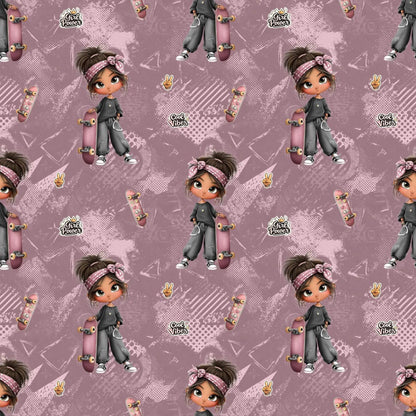 OEKO‑TEX 100 Baumwollstoff mit Girl‑Power‑Illustrationen
