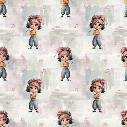 OEKO‑TEX 100 Baumwollstoff mit Musik‑Illustration