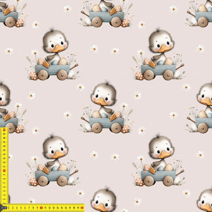 OEKO‑TEX 100 Baumwollstoff mit Frühlings‑Illustrationen