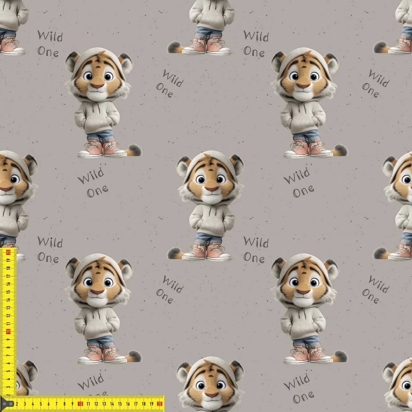OEKO‑TEX 100 Baumwollstoff mit Tiger‑Illustration