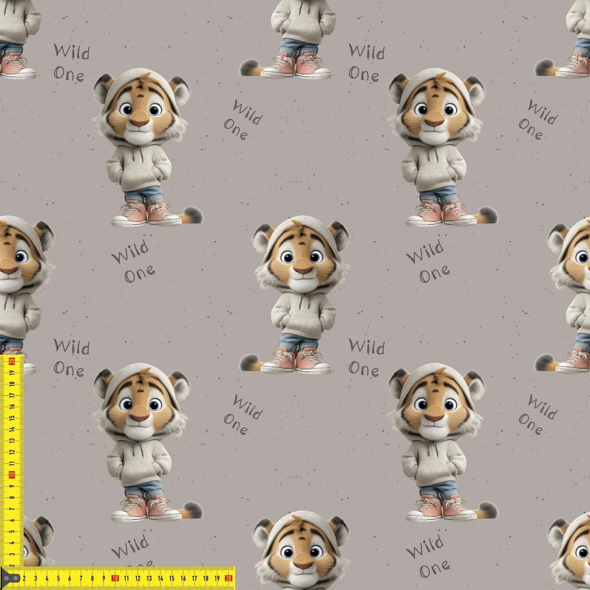 OEKO‑TEX 100 Baumwollstoff mit Tiger‑Illustration
