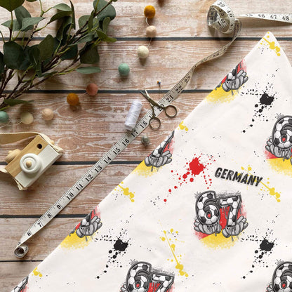 Fußball 67 Stoff auf Jersey – sportliches Deutschland‑Motiv OEKO‑TEX 100
