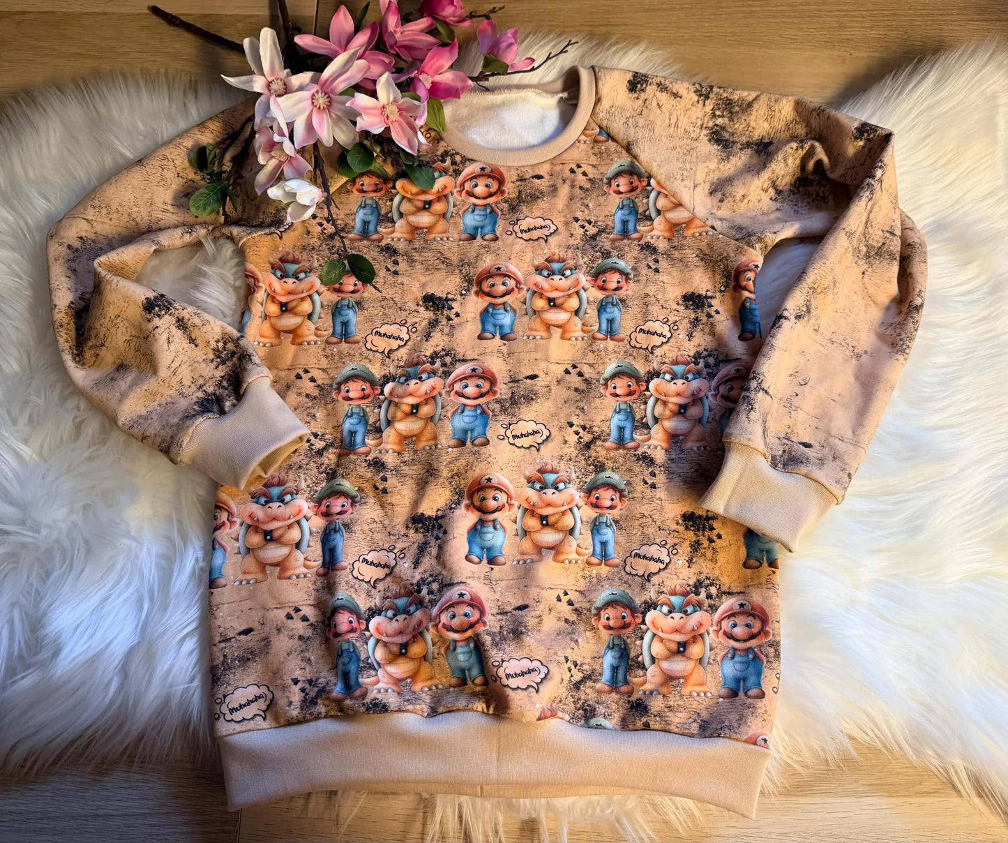 Kinder Sweatshirt mit Gamer Freunden Motiv und Cartoon Figuren