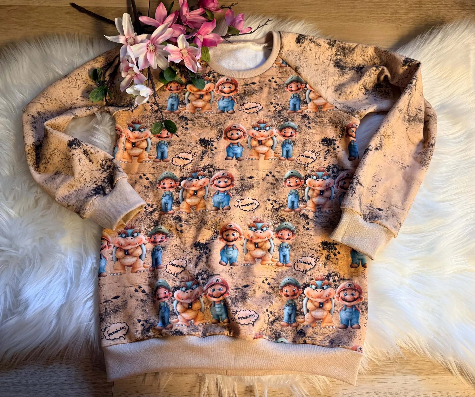 Kinder Sweatshirt mit Gamer Freunden Motiv und Cartoon Figuren