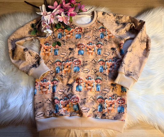 Kinder Sweatshirt mit Gamer Freunden Motiv und Cartoon Figuren
