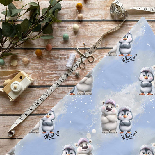 Stoff Meterware Eisbär Pinguin Kinderstoff Jersey Wintermotiv
