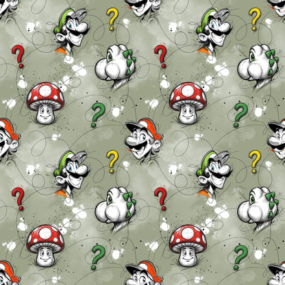 Stoffdesign Gaming Freunde vollflächig mit Figuren
