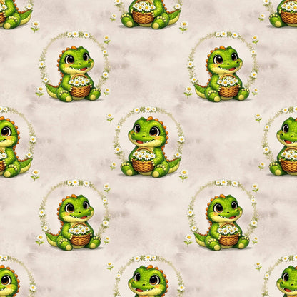 Süßer Krokodil Rib Jersey Kinderstoff – Rib Jersey Stoff Meterware Tiermotiv
