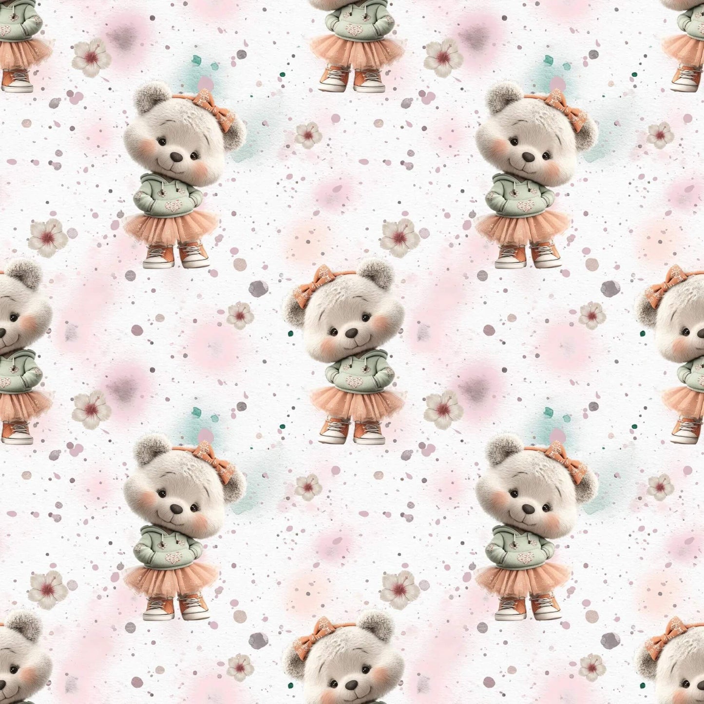 Süßer Teddy Kinderstoff Mädchen Jersey Meterware
