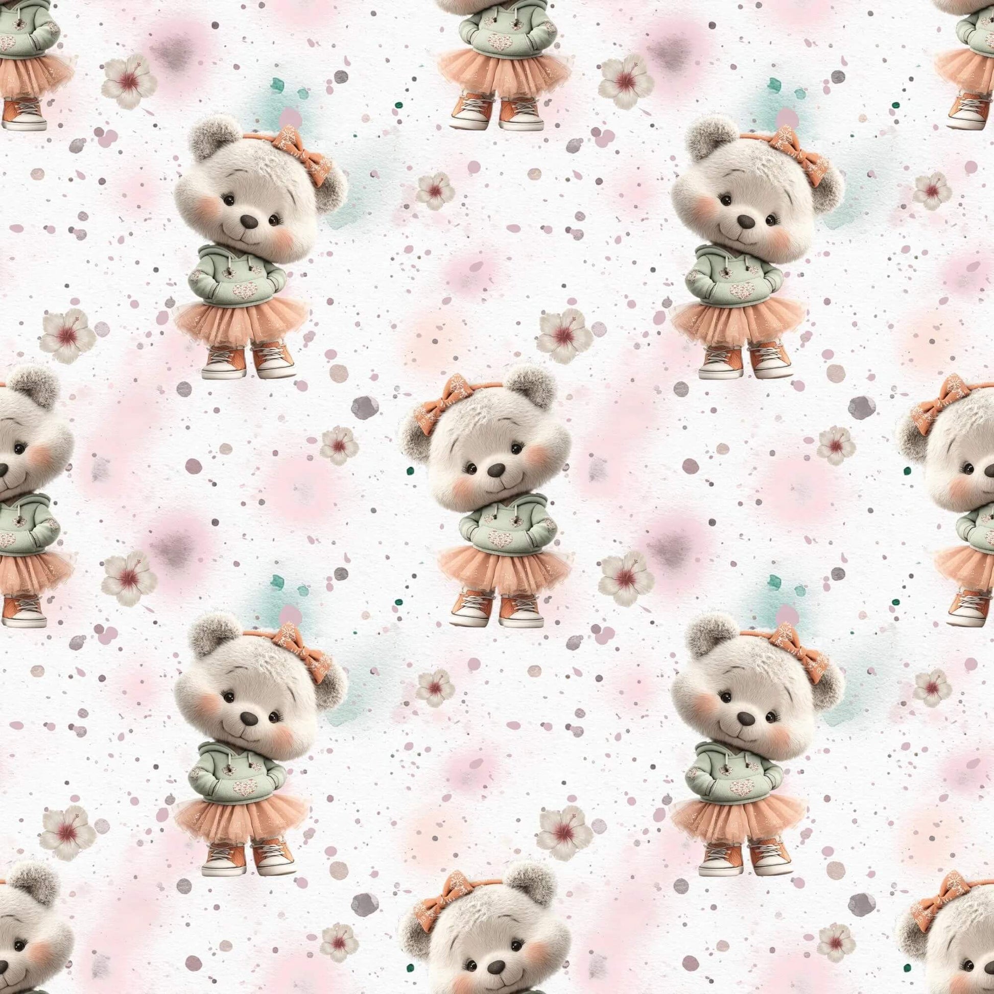 Süßer Teddy Kinderstoff Mädchen Jersey Meterware
