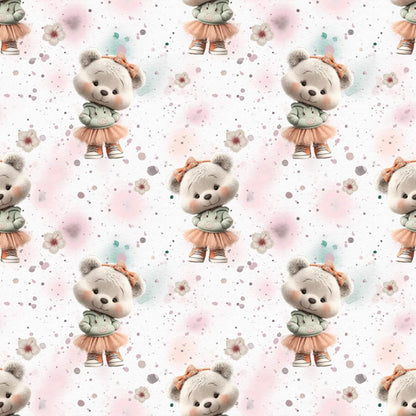 Süßer Teddy Kinderstoff Mädchen Jersey Meterware
